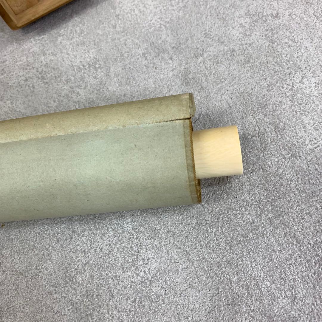 掛軸 石川秀穂 雨中鷺 木箱 瀧 鳥 3-39