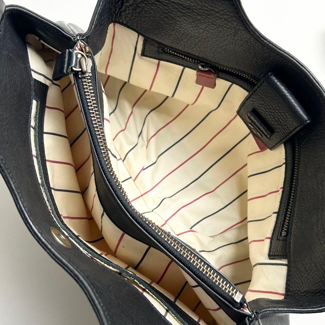 【美品】ビースタッフ/日本製レザーハンドバッグ/トートバッグ/3室構造/ブラック