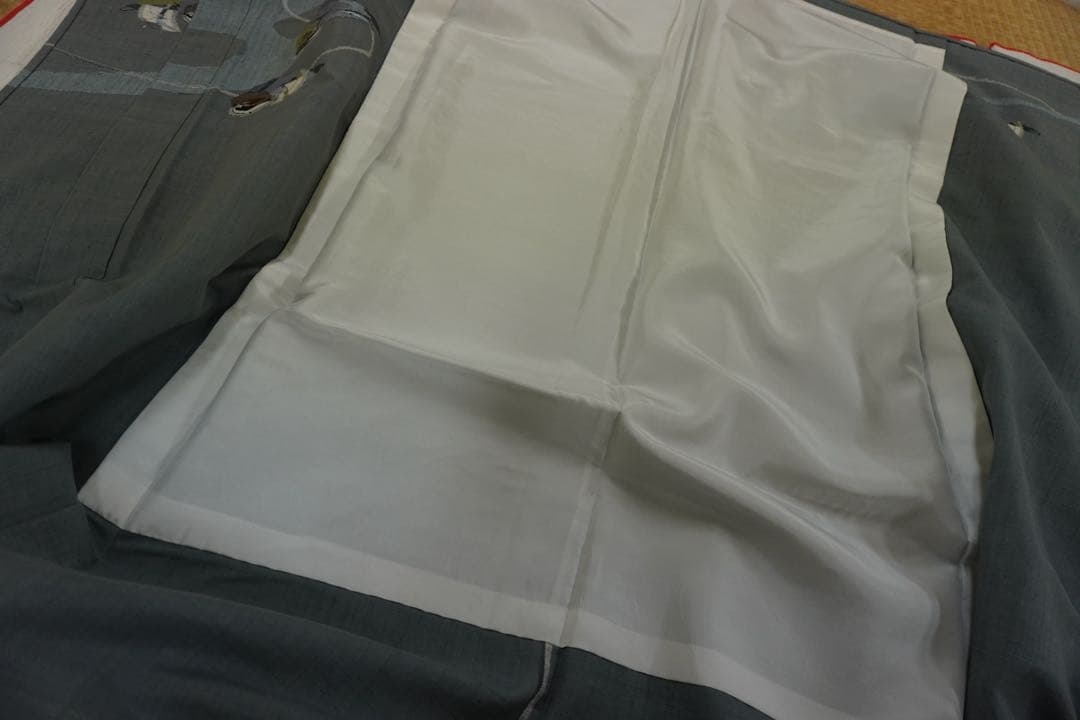 b*r様 オシドリ柄紬の付下げ（単衣仕立て）