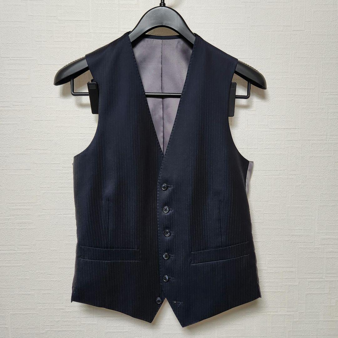 レダ　×　グローバルスタイル　メンズ　スーツ　スリーピース　濃紺　ストライプ