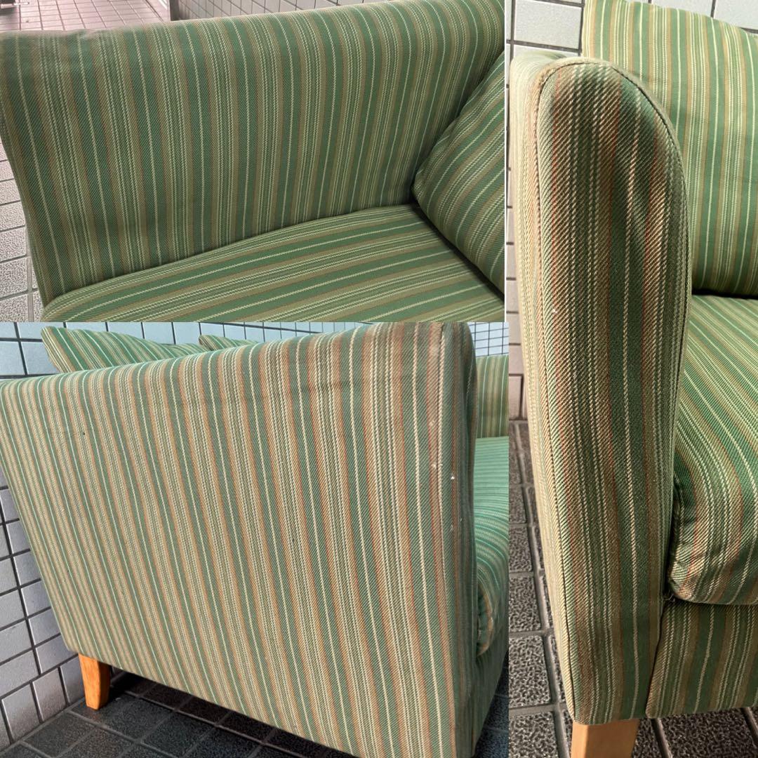 karimoku カリモク マルチカラーストライプ2人掛けソファ　グリーン　希少