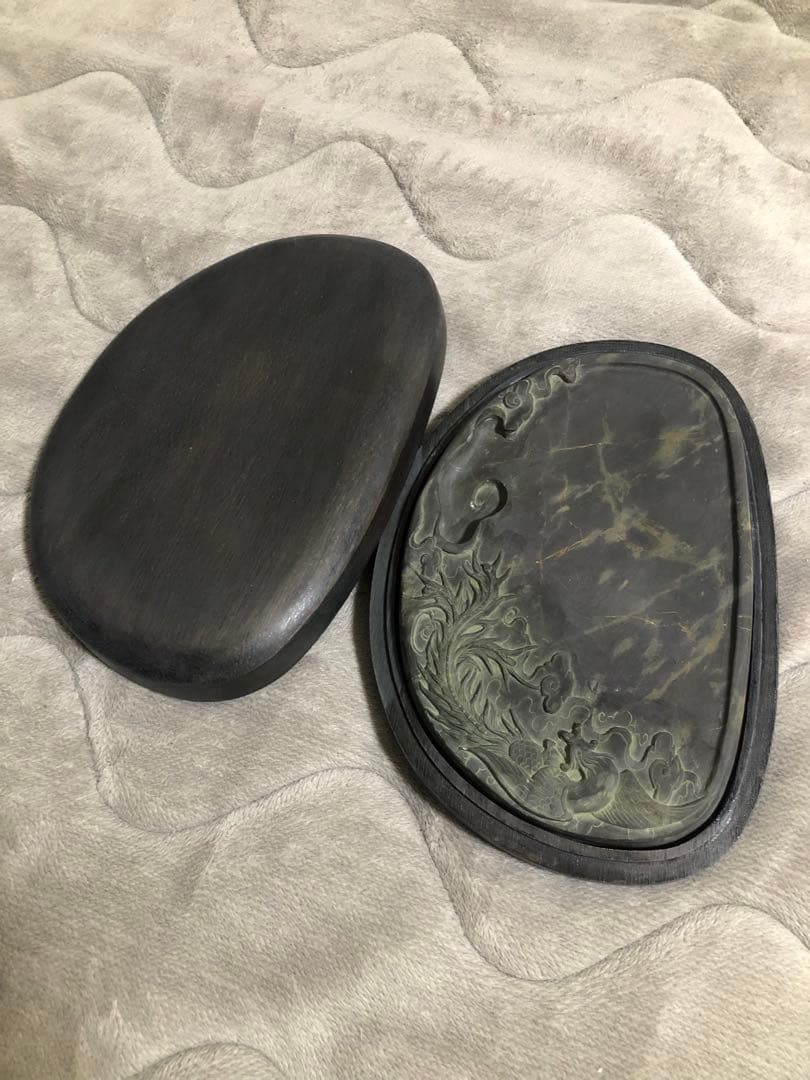 硯 旧老坑 雲鳳文 金綫 書道具硯　すずり 端溪硯 水岩 文房四寶 端渓硯 骨董