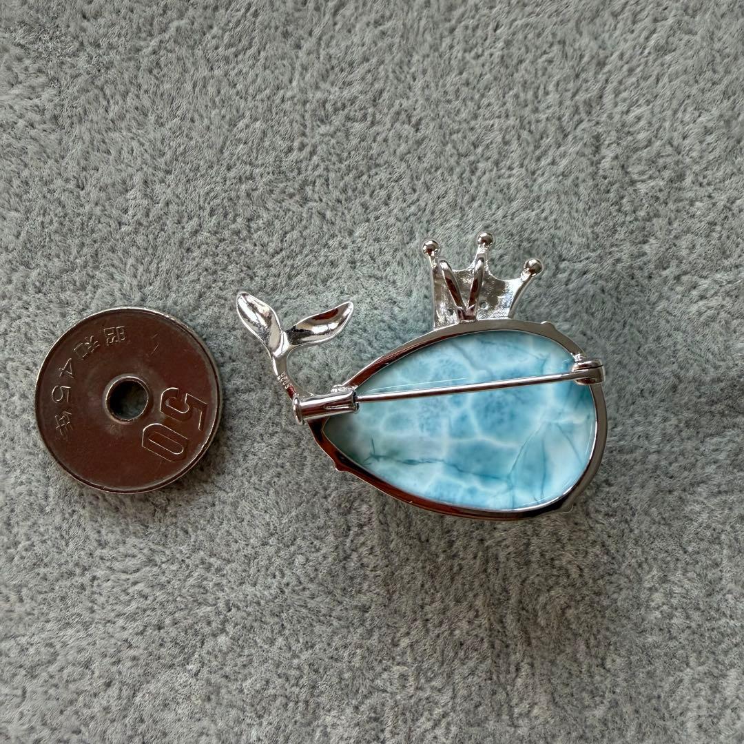 ラリマー 海豚モチーフ ブローチ／ペンダントトップ