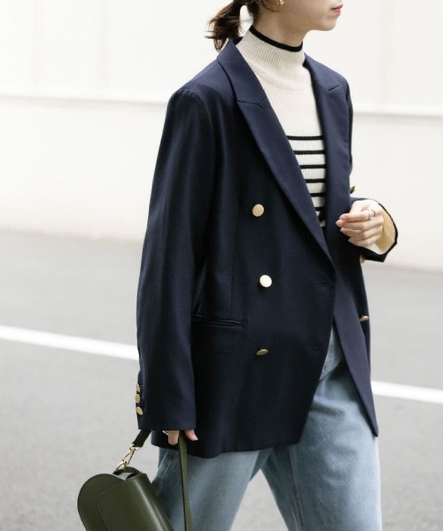 美品♪アーバンリサーチ　ウール混 ダブルブレストブレザージャケット　紺ブレ　金釦