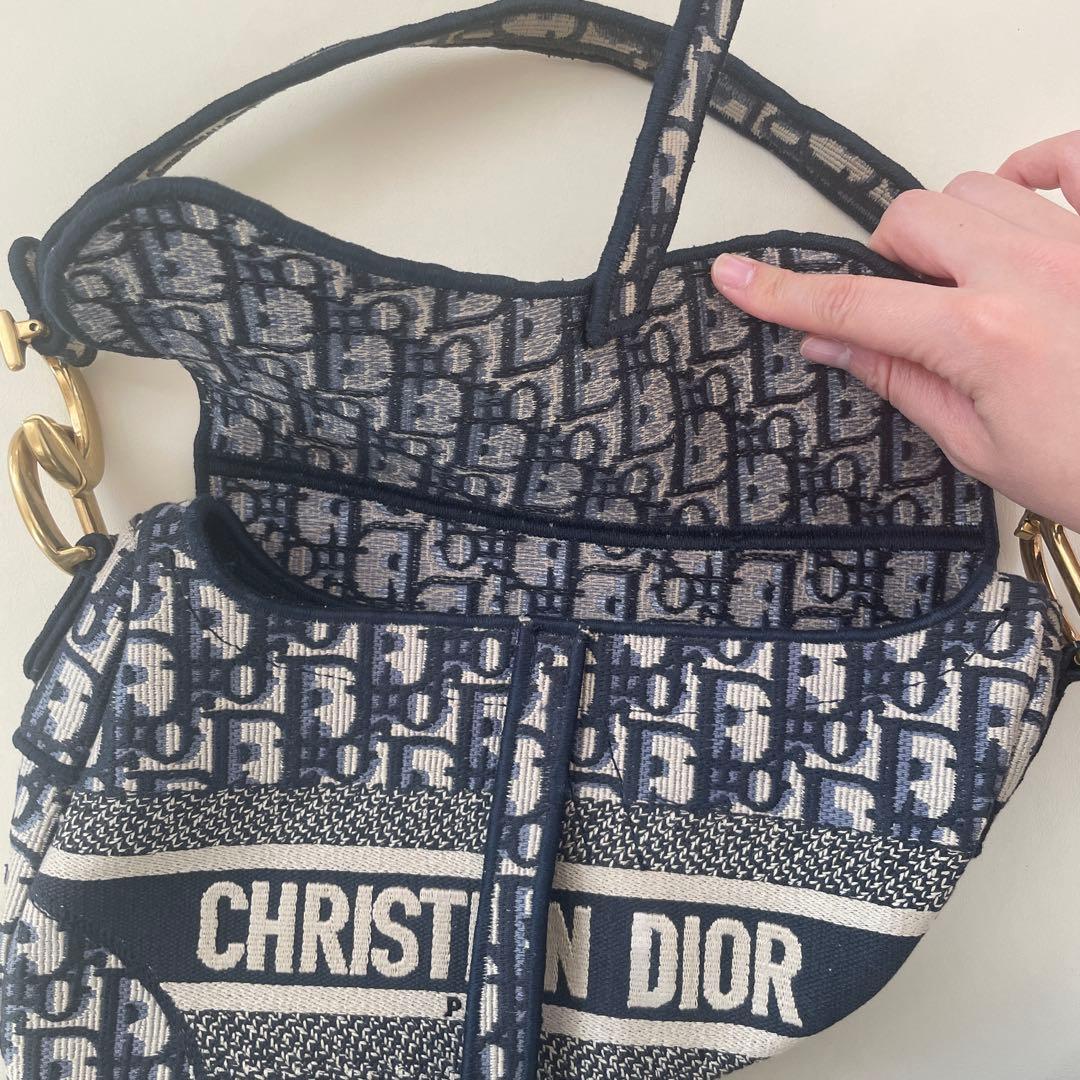 【値下げ】Christian Dior サドルバッグ ネイビー/ベージュ
