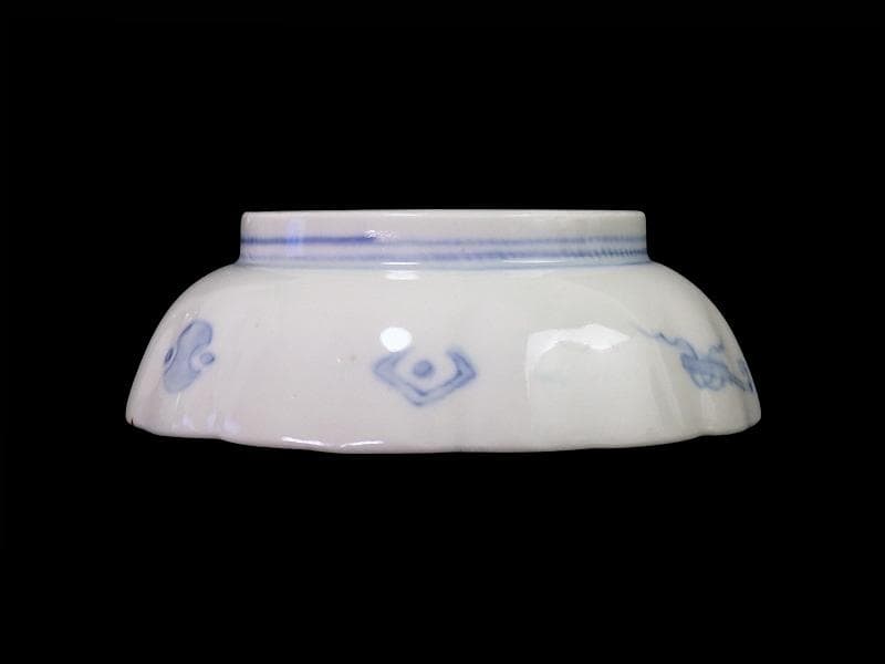 古伊万里　染付　巾着に宝尽くし　麒麟の図　膾皿　５客　129AS-CVv