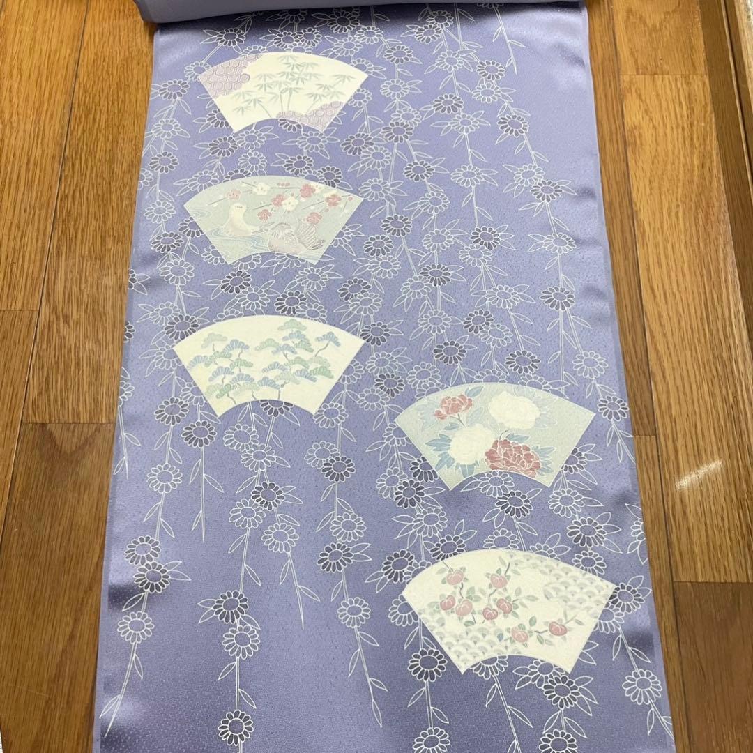 カ*キ様 【断捨離】　正絹　反物　グレー　青紫　まとめ売り　秘蔵極型小紋　紅鶴