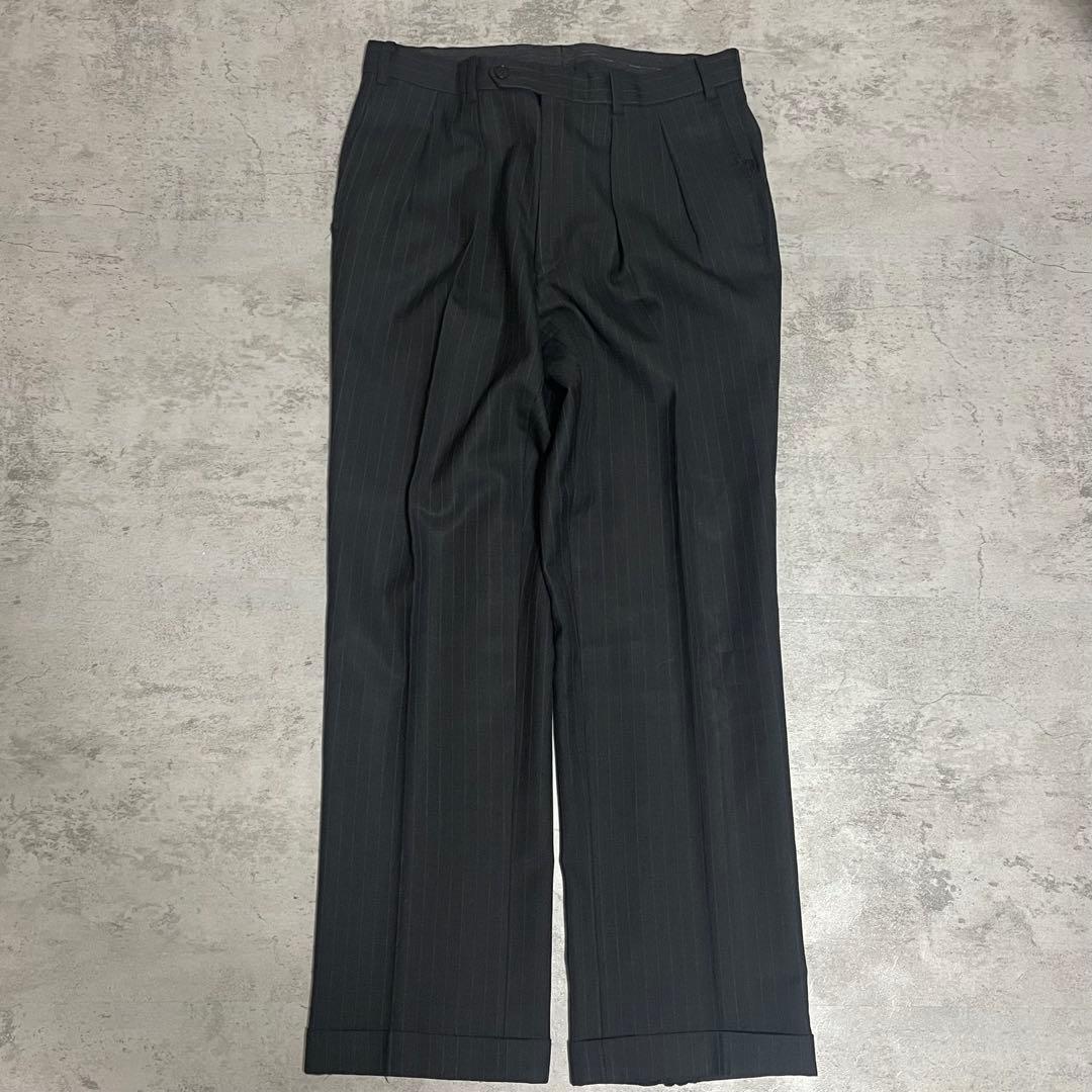 バーバリー 3ピース スーツ ブラック 38L ストライプ セットアップ 紳士