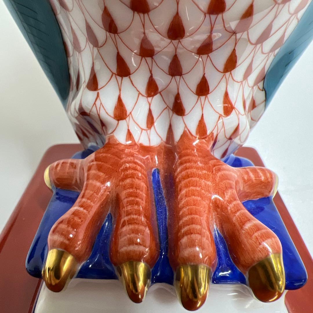 ヘレンド　フィッシュネットフクロウ　共箱　h21cm 東K7-1209☆1F