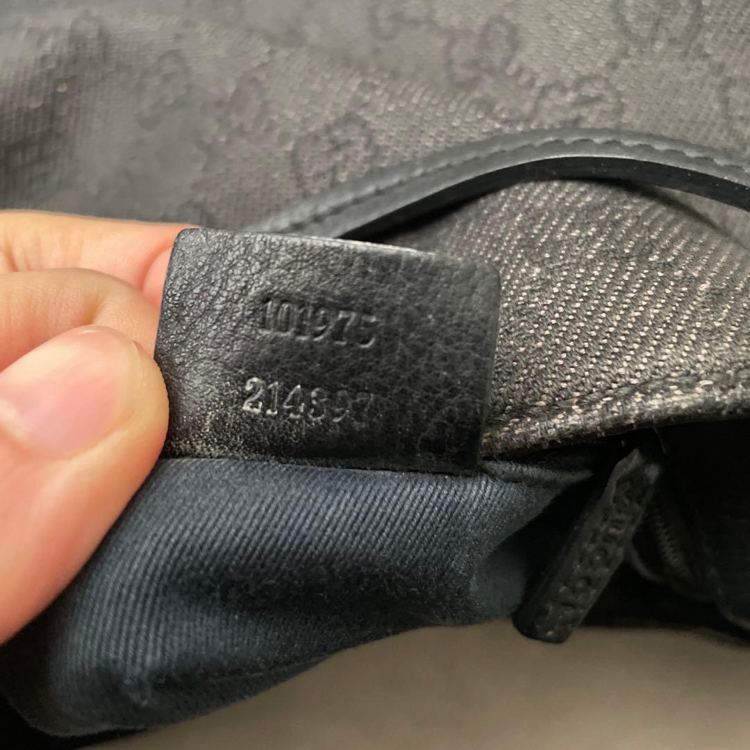 グッチ GUCCI キャンバス レザー ワンショルダーバッグ GGキャンバス 黒