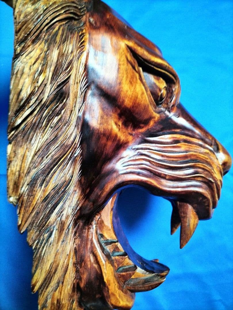 ライオン木彫り　アニマルヘッド　壁掛け最終値下げ