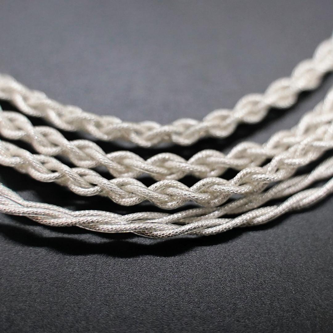 【1点のみ】7N粒子単結晶銅銀メッキ リッツ構造ケーブルMMCX3.5mm L字