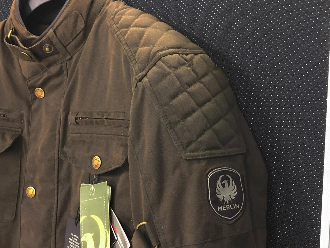 英国 MERLINバートン ワックスコットン ジャケット / オリーブ S(M)