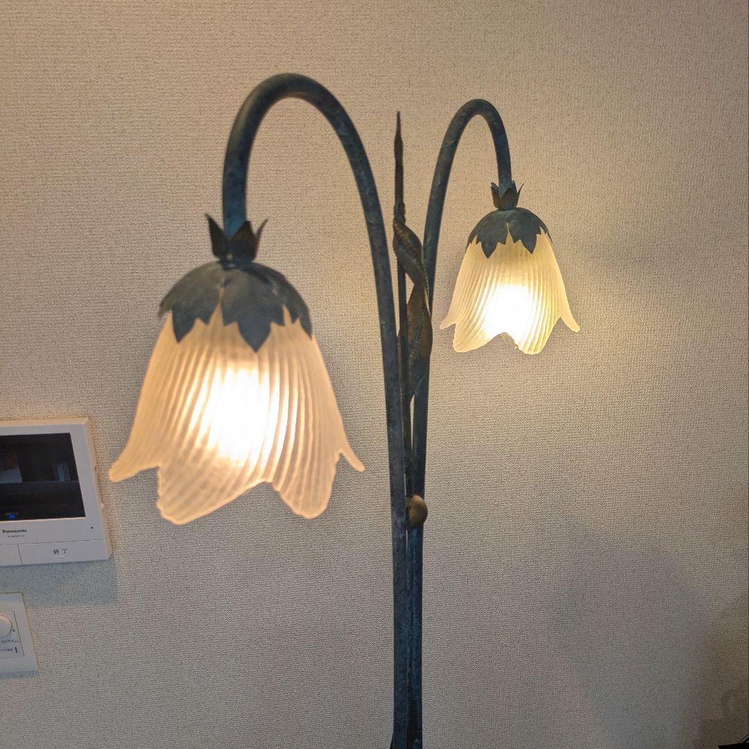 イタリア製 アンティーク調 青銅色フロアライト フロアスタンド 2灯 希少品