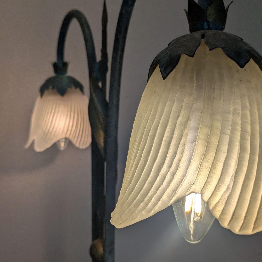 イタリア製 アンティーク調 青銅色フロアライト フロアスタンド 2灯 希少品