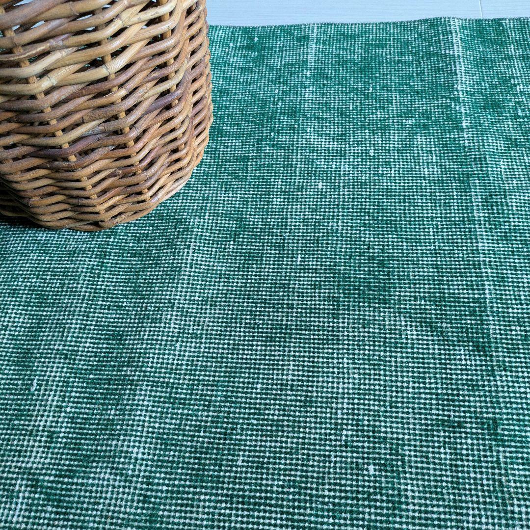 109×198 オーバーダイ グリーンワンカラー　トルコヴィンテージラグ