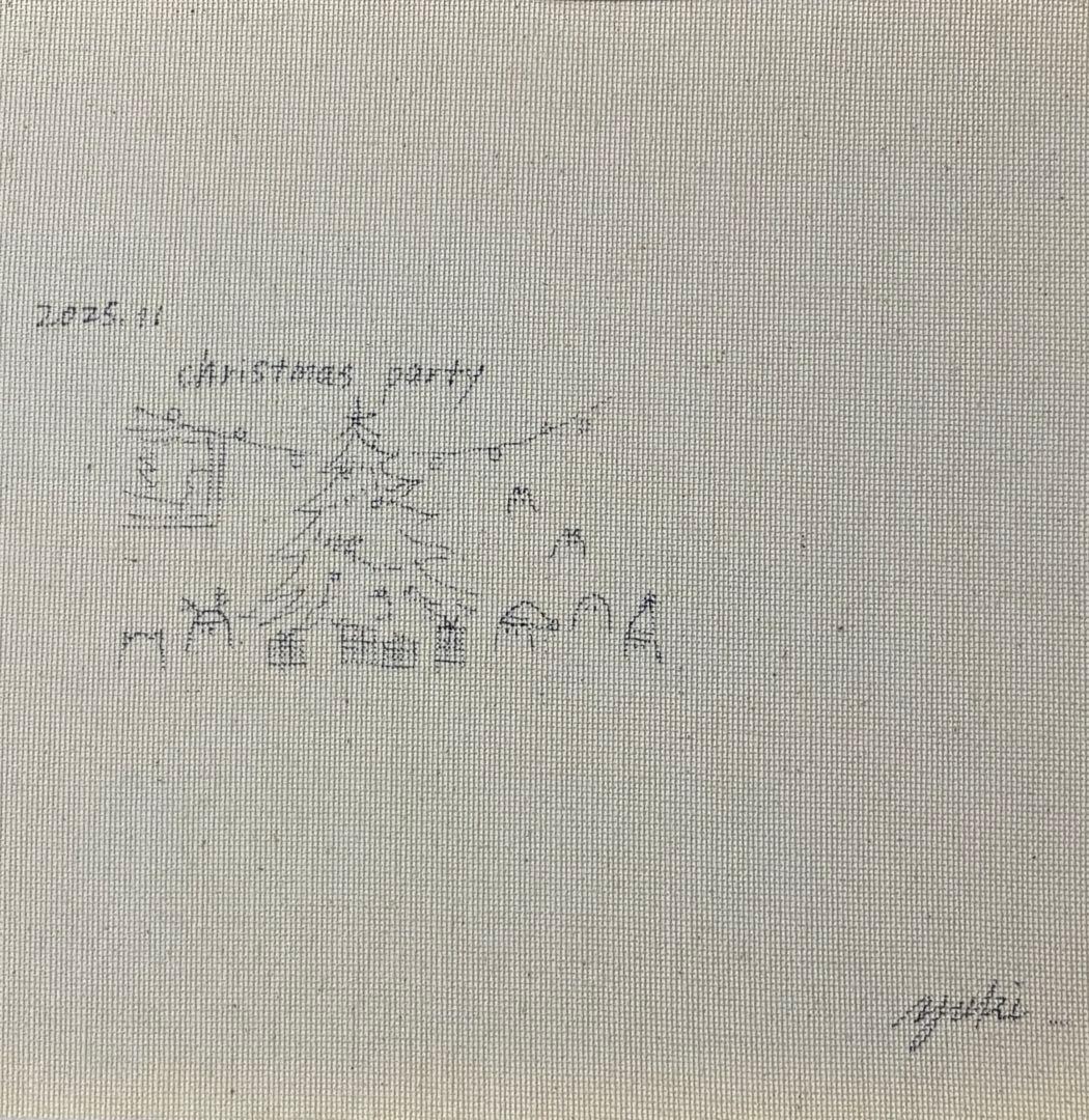 christmas party アクリル画　F3