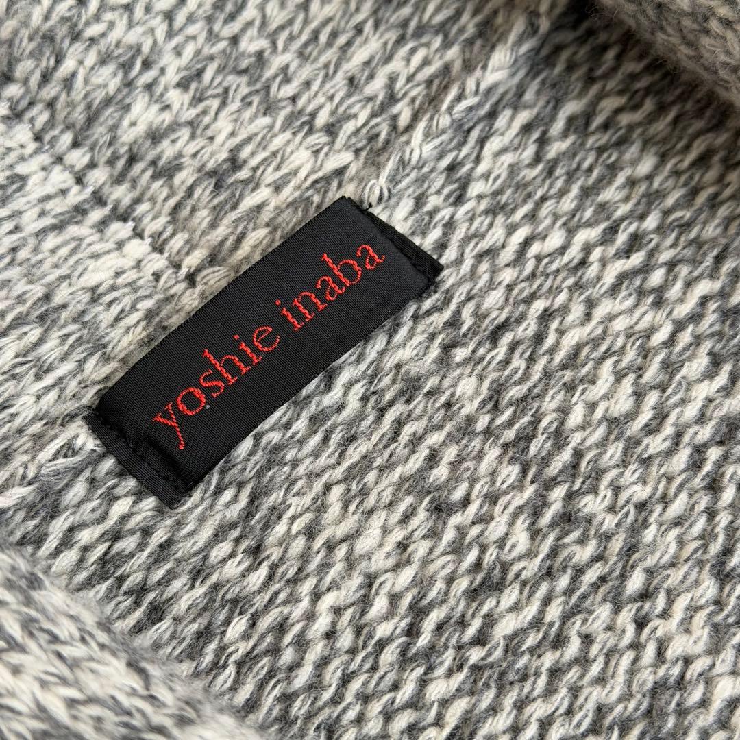 ヨシエイナバ ♡ ウールカシミヤ ロングニットカーディガン 杢グレー