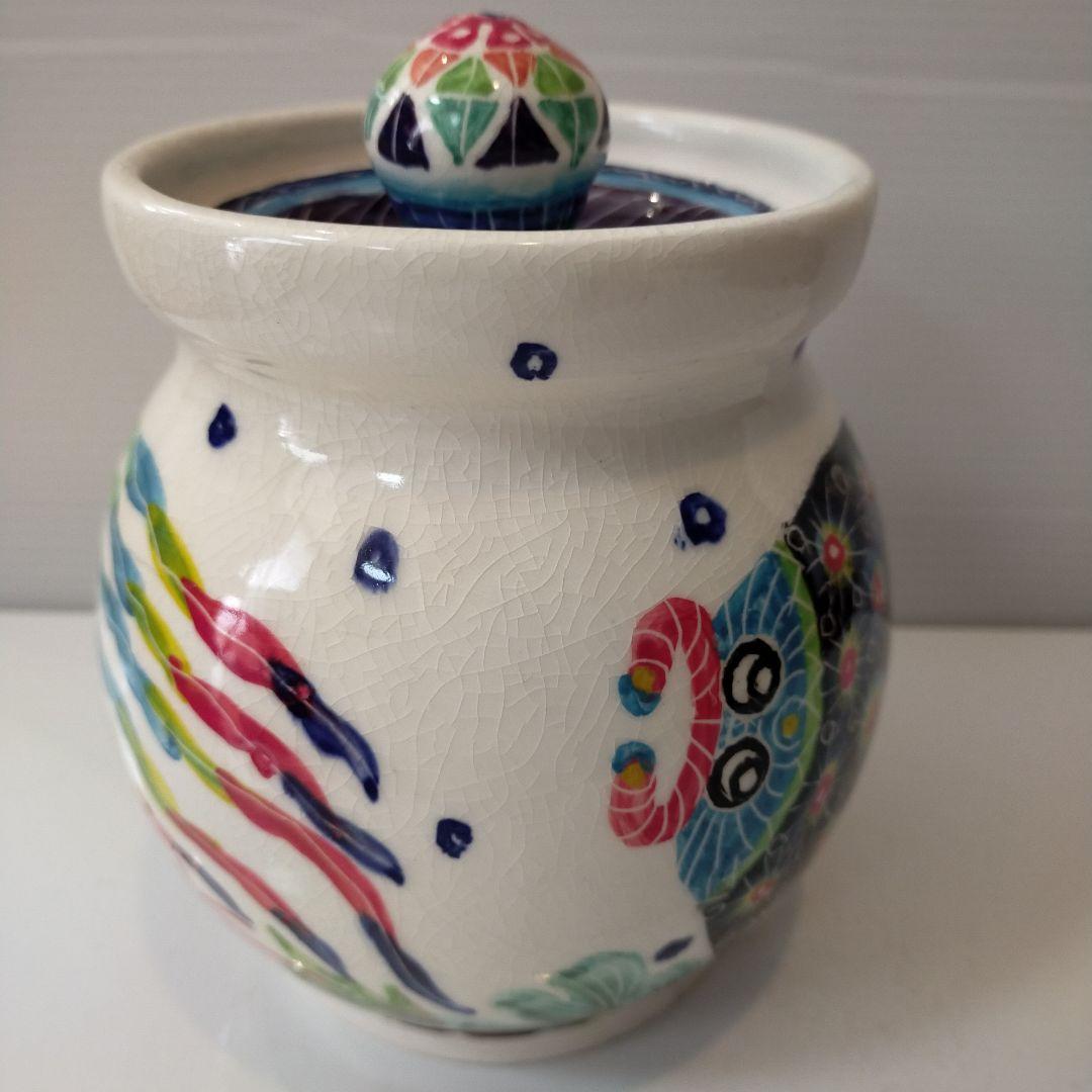 ナツキ　南島焼 沖縄 石垣島 奈美ロリマーさん作品　蓋物大　物入れ　未使用