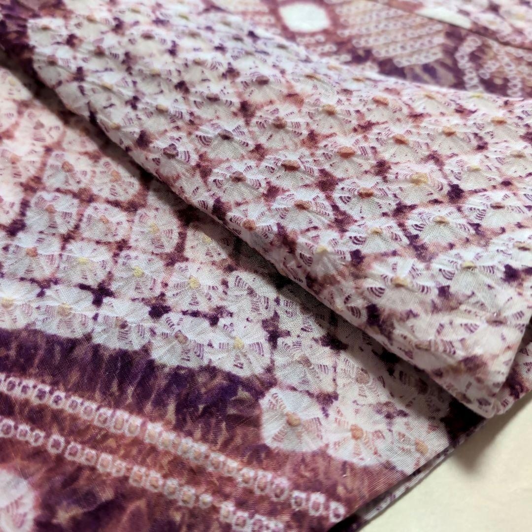 専用 新品 単衣 有松鳴海絞り 付下げ 広衿 夏着物 浴衣 蜘蛛絞り 三浦絞り