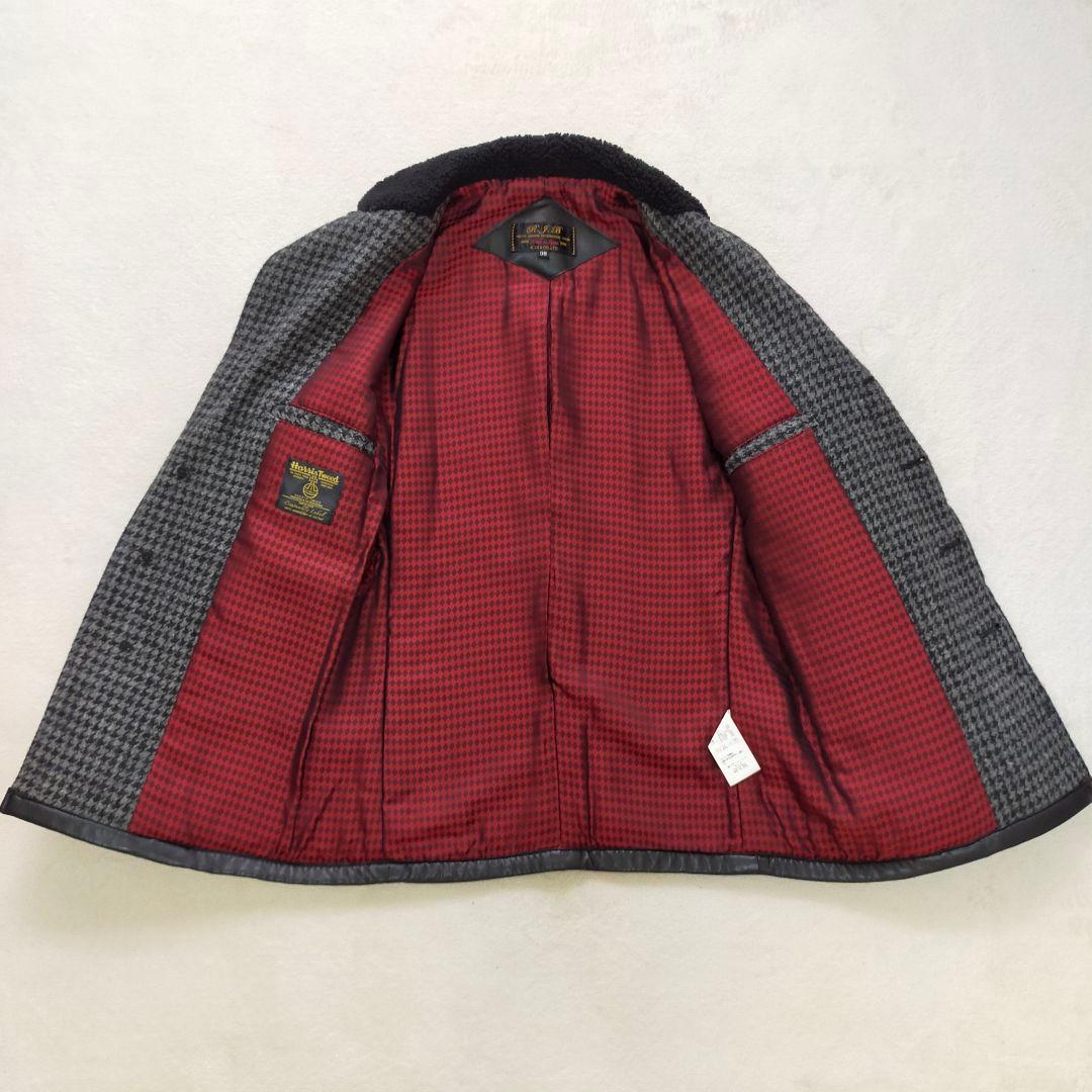 美品　ハリスツイード使用　R.J.B　フラットヘッド　千鳥格子柄　ボアジャケット