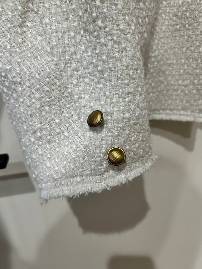 美品　ピュアルセシン　リングツイードノーカラージャケット