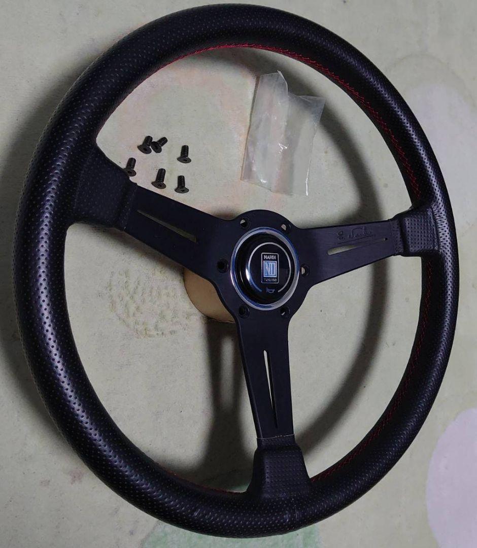 NARDIスポーツ36 Φブラック パンチングレザーレッドステッチ