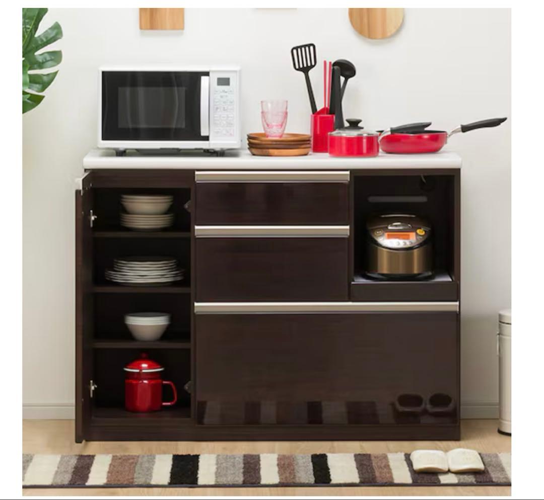 ニトリ　キッチンカウンター　アルミナ2 120CT DBR