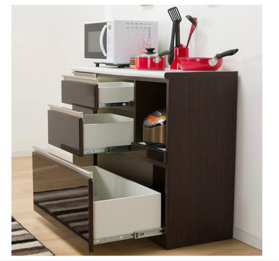 ニトリ　キッチンカウンター　アルミナ2 120CT DBR