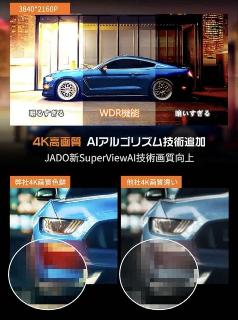 7144【新品同様】JADO SMART ミラー型 ドラレコ G810+4K