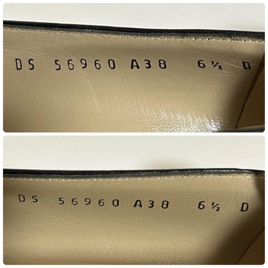 フェラガモ ガンチーニ ローファー 6.5D 23.5〜24cm 黒×シルバー