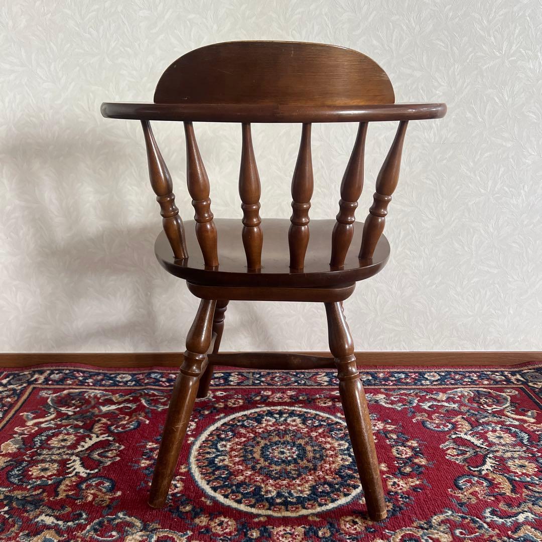 ウィンザーチェア 木製 回転チェア レトロ 回転式 ダイニングチェア ①
