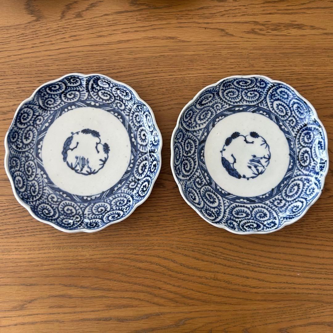 蛸唐草文 中皿 約１８センチ　 染付 蛸唐草文 膾皿