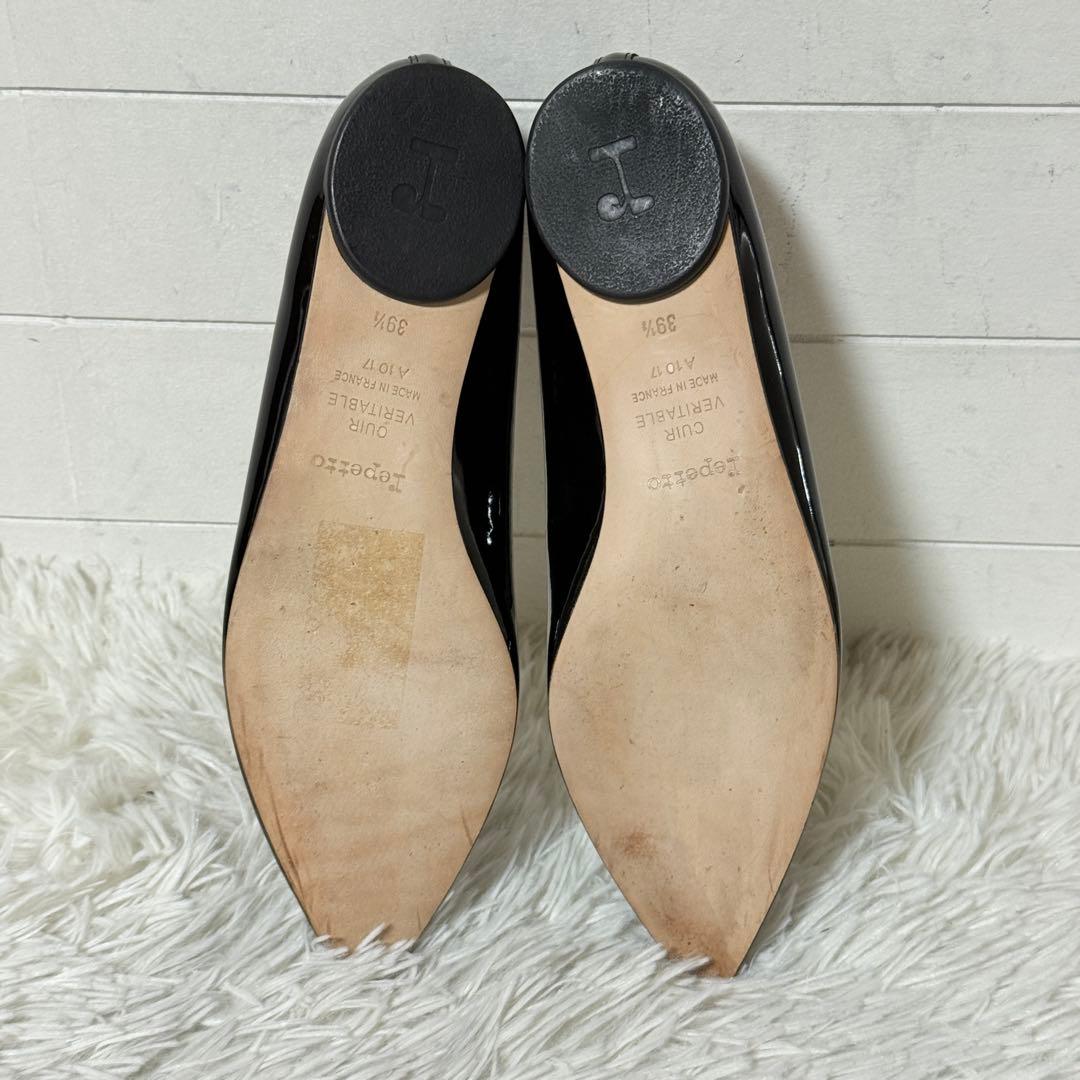 未使用級✨レペット　ブリジット　エナメル　ポインテッドトゥ　39 1/2 黒