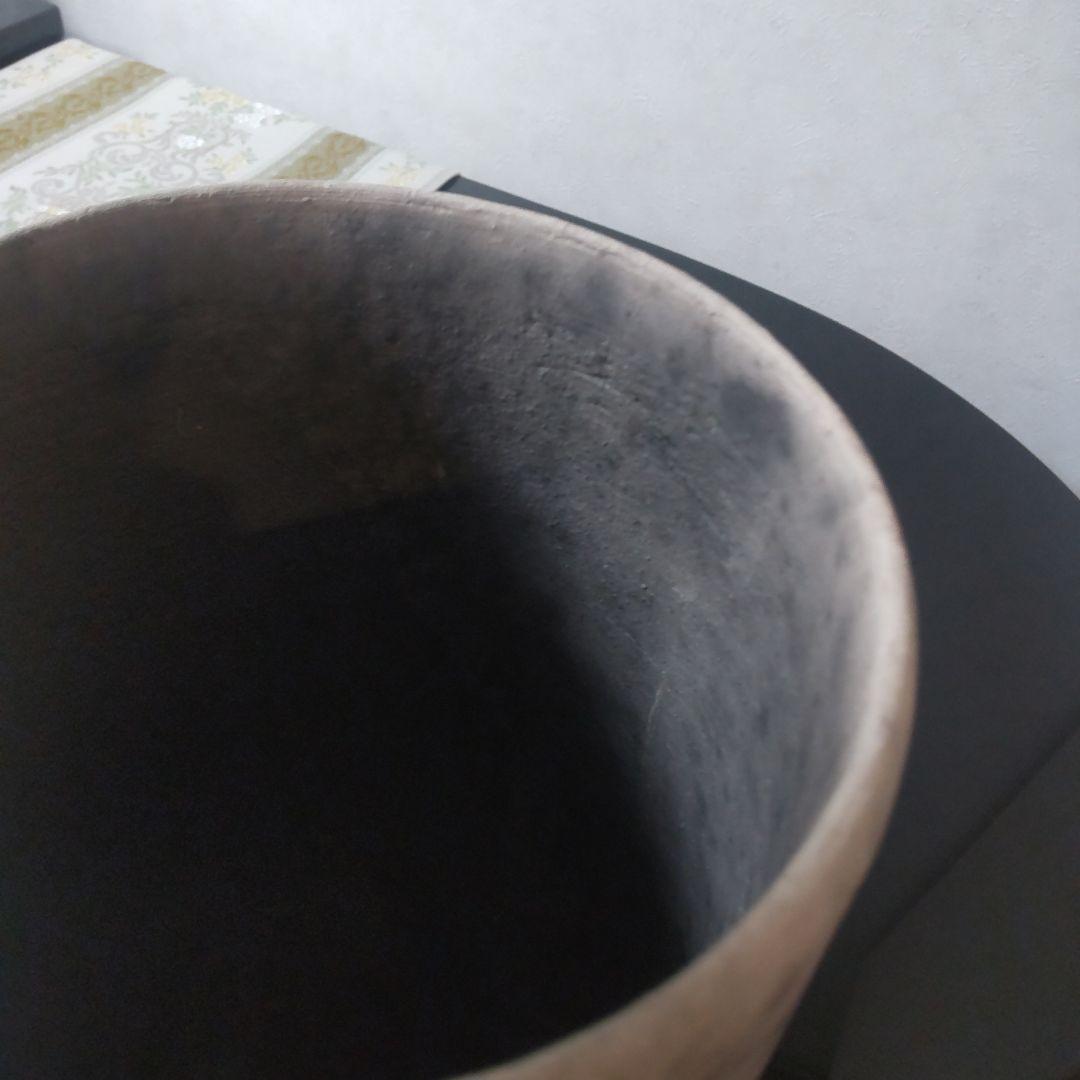 ☆最終価格☆ドマーニ　グレー 円筒　鉢　穴なしドライフラワー付き