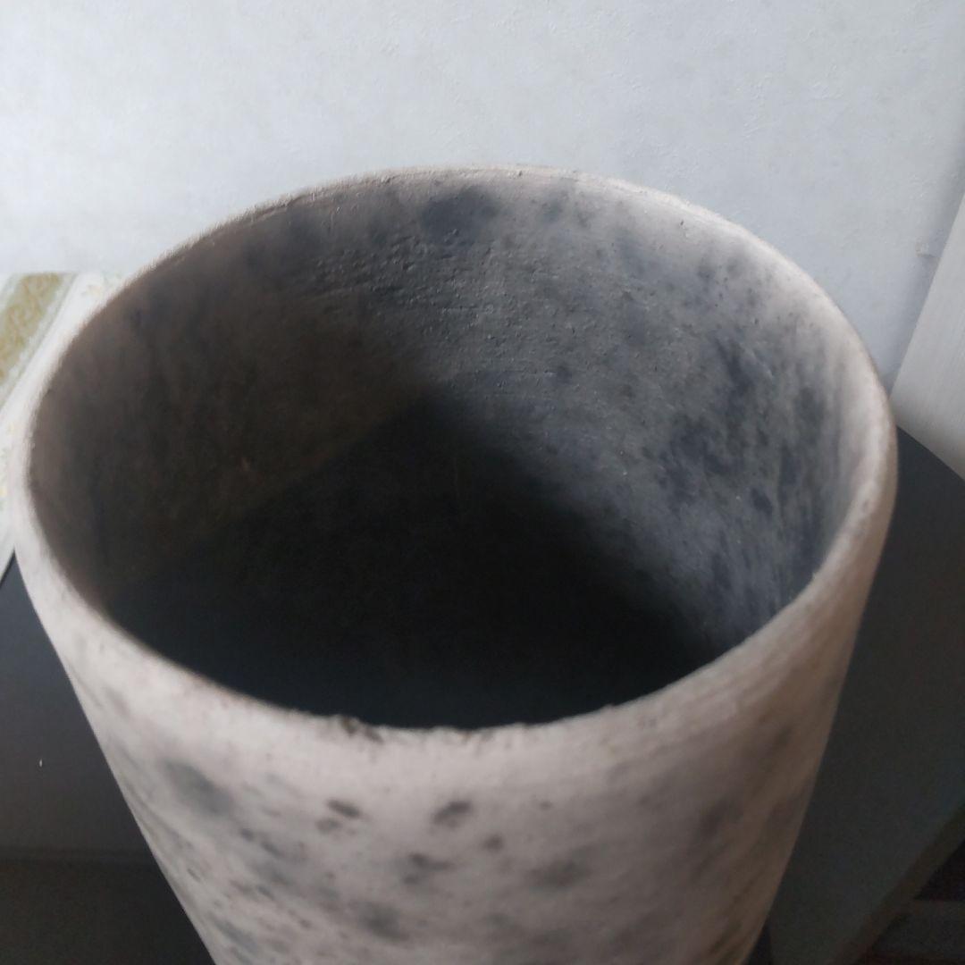 ☆最終価格☆ドマーニ　グレー 円筒　鉢　穴なしドライフラワー付き