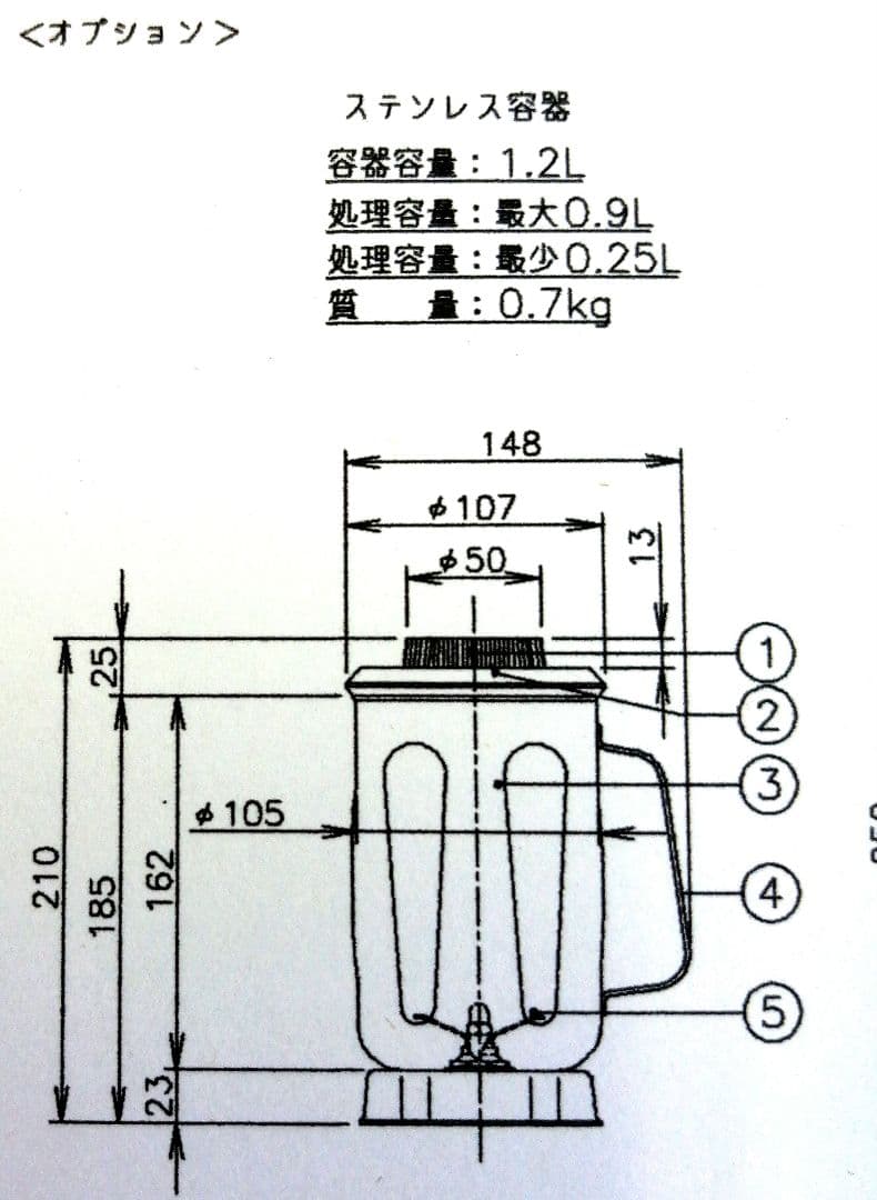 FMI ブレンダー BB-900用ステンレス容器 蓋つき