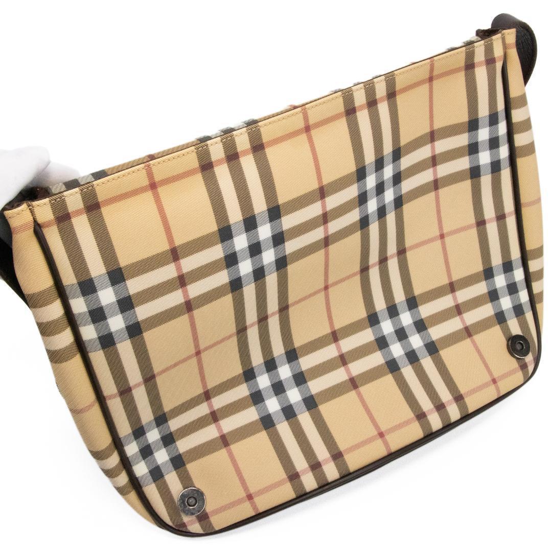 本物 バーバリー ショルダーバッグ メンズ レディース 茶色 斜め掛け チェック