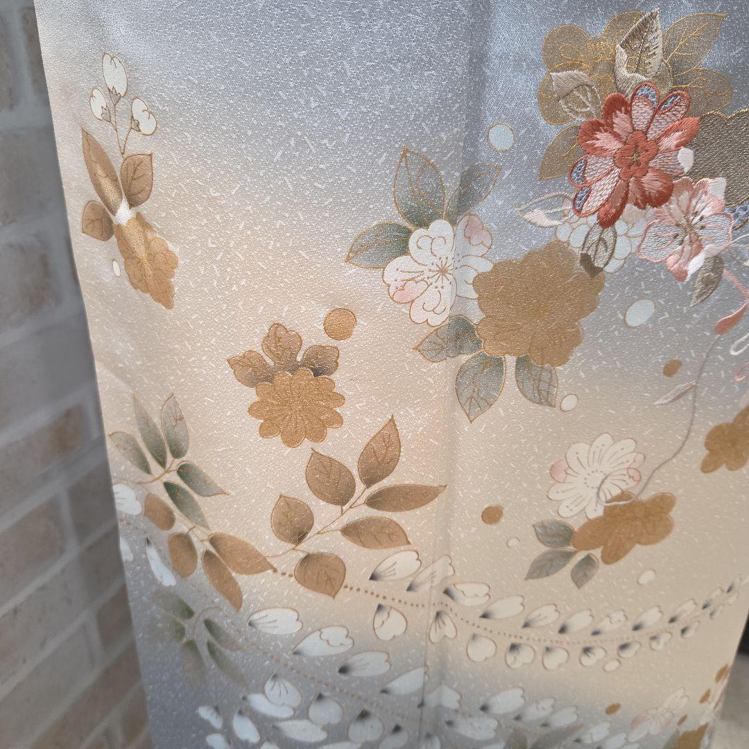 スワトウ刺繍、辻ケ花文様訪問着4点フルセット、着物、袋帯、帯締め、帯揚げ