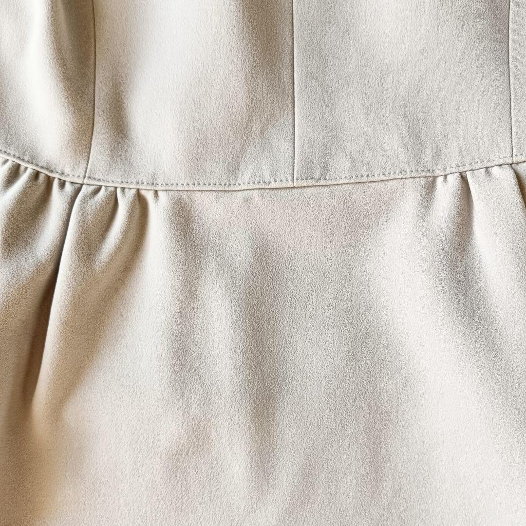 【タエアシダ】ノーカラージャケット М ペプラム ライトベージュ