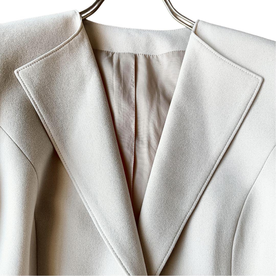 【タエアシダ】ノーカラージャケット М ペプラム ライトベージュ