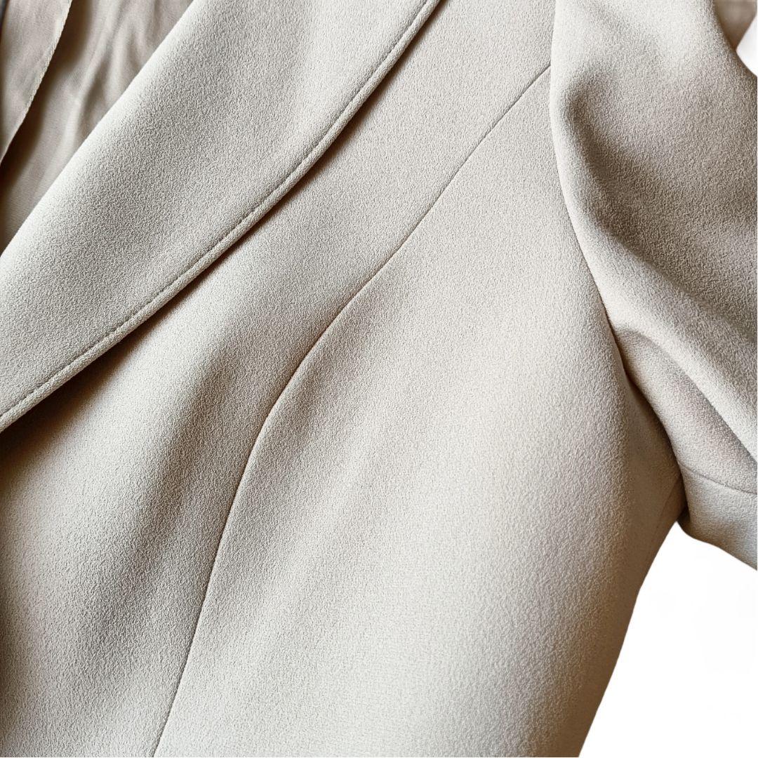 【タエアシダ】ノーカラージャケット М ペプラム ライトベージュ