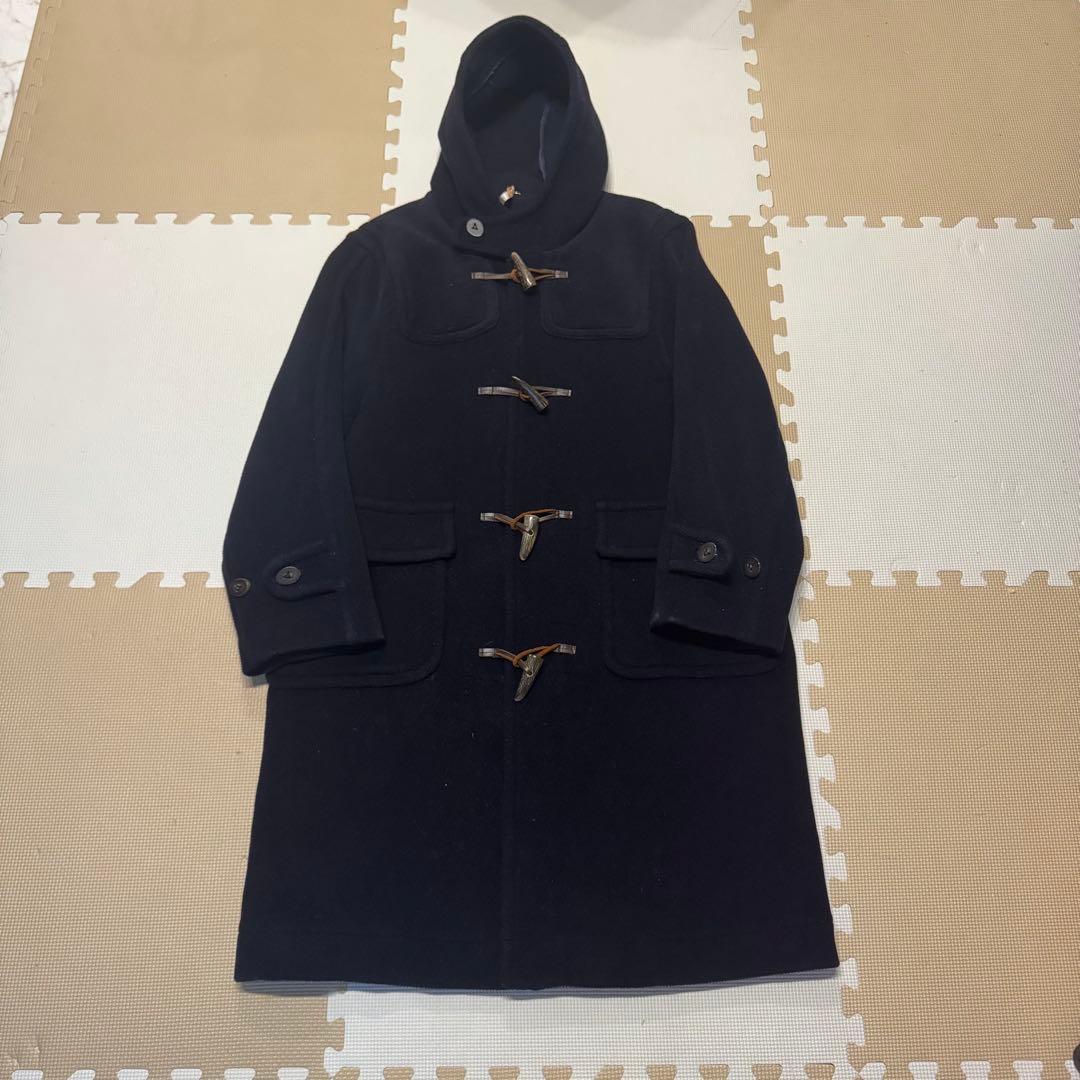 【MoorBrook製生地】ダッフルコート　ヘリンボーン ネイビー 英国製 L