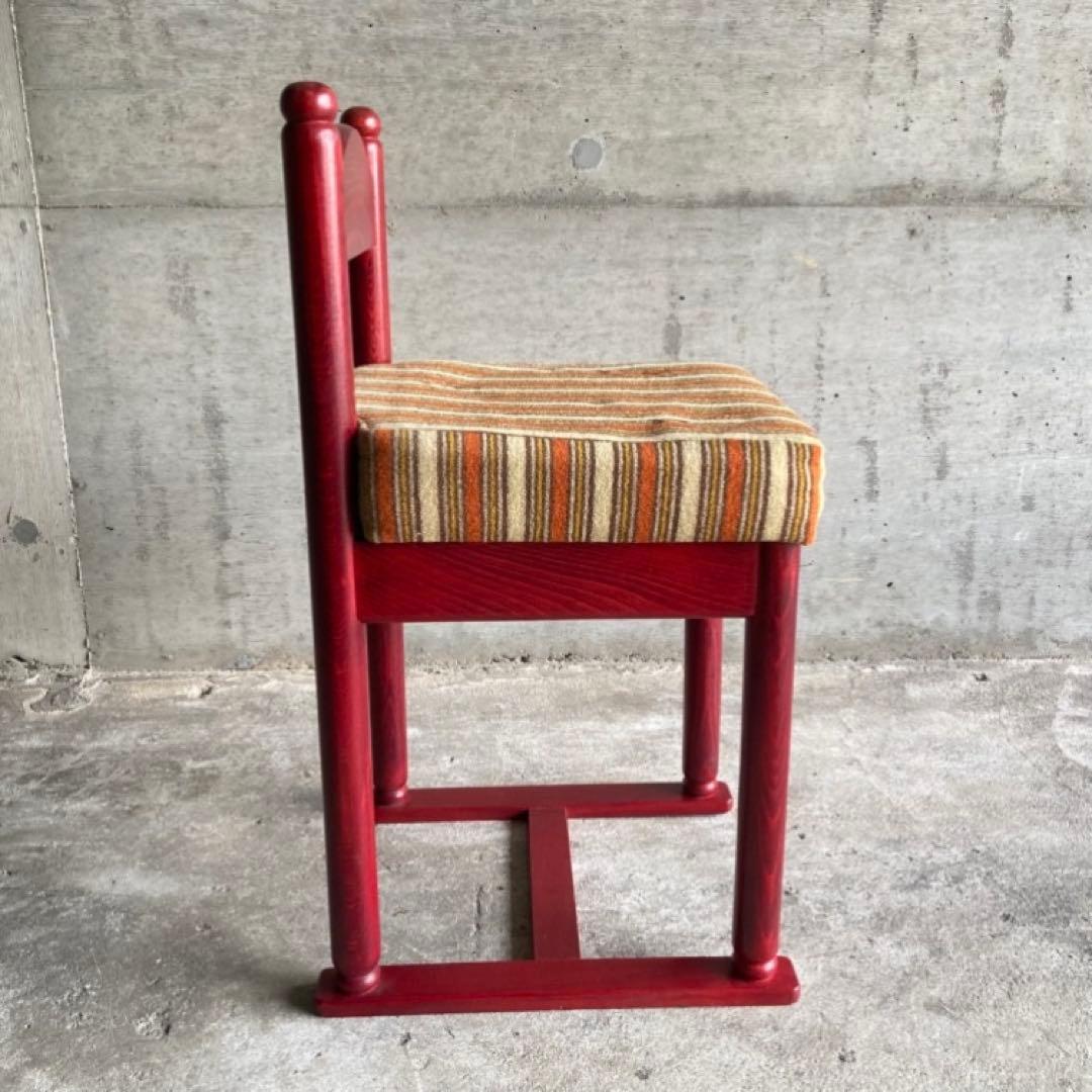 子供椅子 チェア 赤 ストライプ ボーダー 木製 家具 レトロ