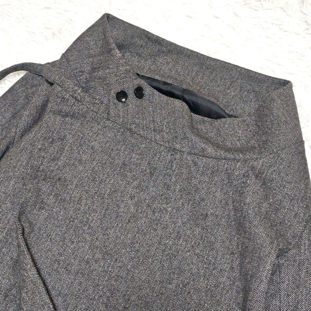 未使用級　アンコロック　ヘリンボーン　ウールコート　ユニセックス　ラップ