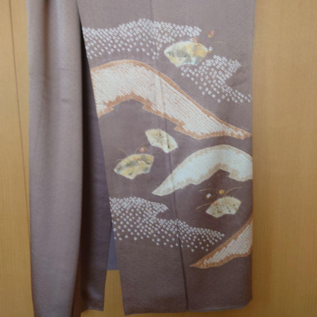 【お買い得品】訪問着　駒刺繍　絞り　流水花文　正絹　袷　唐織六通袋帯