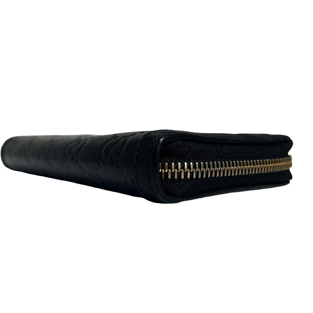 希少✨グッチ 長財布 ラウンドファスナー GGインターロッキング シマ 黒