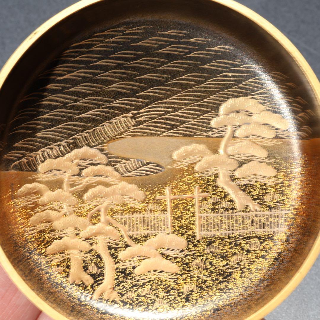 棗　須磨蒔絵　中村孝也　金蒔絵　共箱　共布　R1687