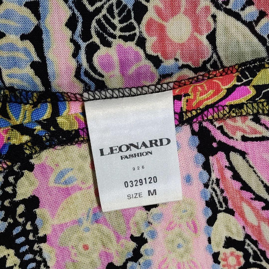 ☆ LEONARD シルク混 ハイネック フラワー&ペイズリー柄 長袖カットソー