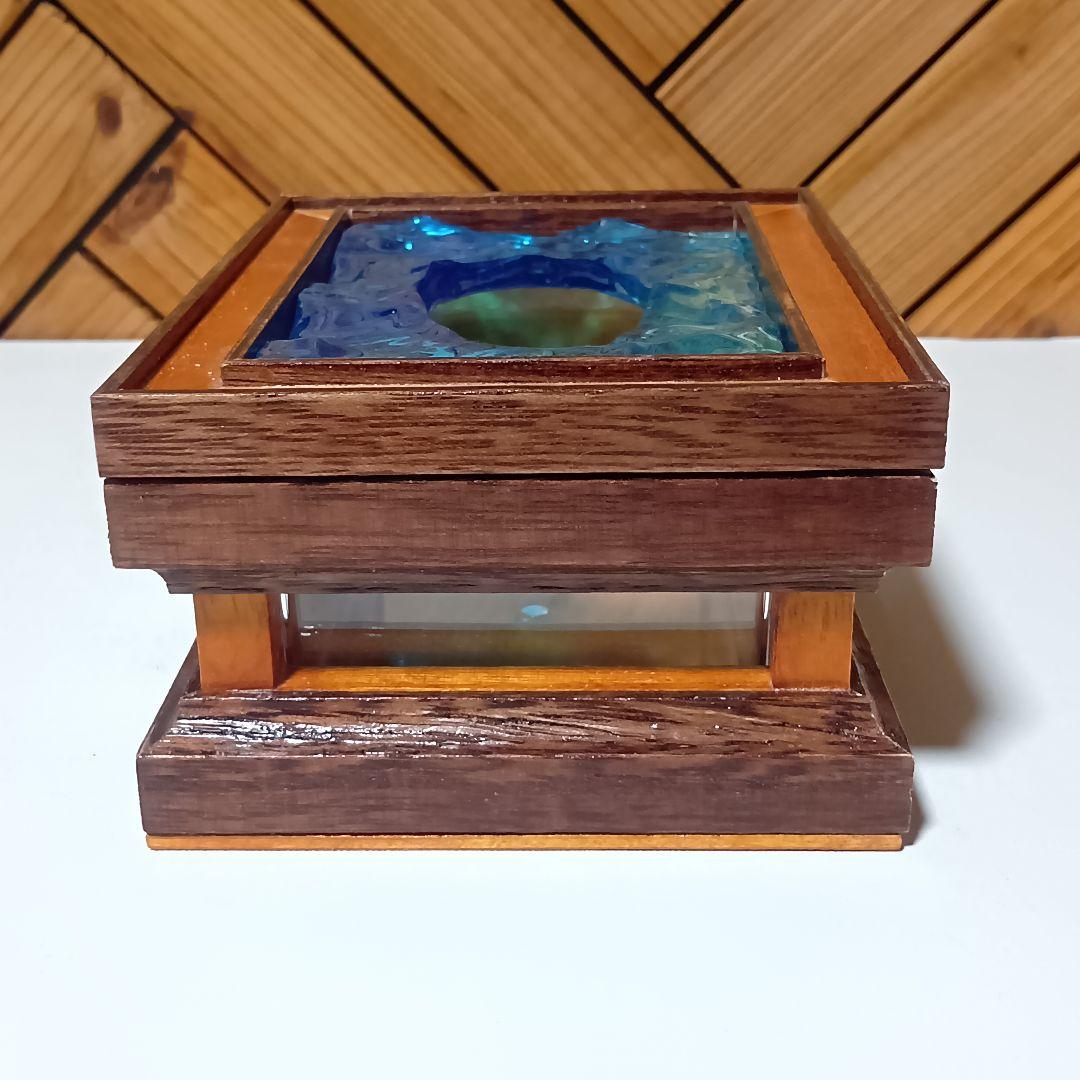 【1231】波紋揺れるオーシャンティッシュケース／ウッドレジン　インテリア